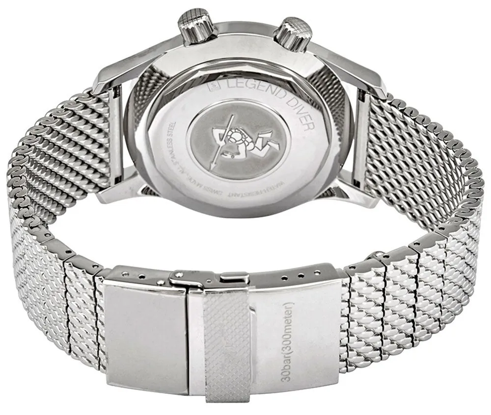 Longines Legend Diver Automatic Mesh Stainless Steel Black Dial Date Mens Watch L3.774.4.50.6
