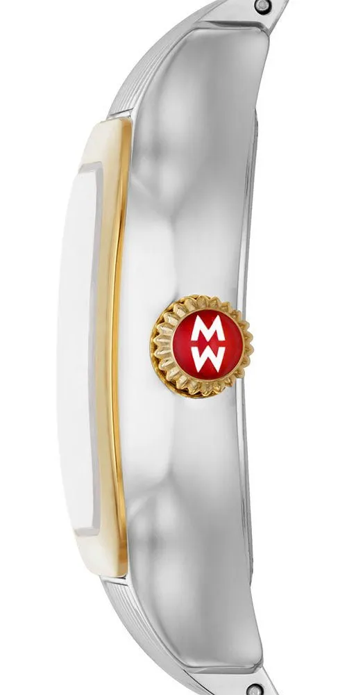Michele Meggie Two-Tone Steel Diamonds Square Peony Pink Mother-of-Pearl Dial Womens Watch MWW33B000014