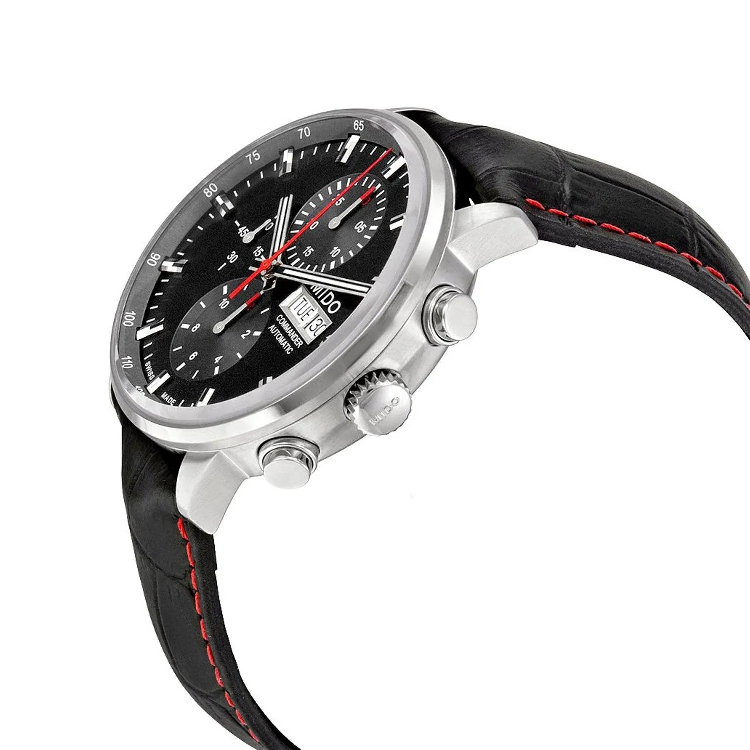 Mido Commander II Automatic Chronograph Black Leather Strap Black Dial Mens Watch M016.414.16.051.00