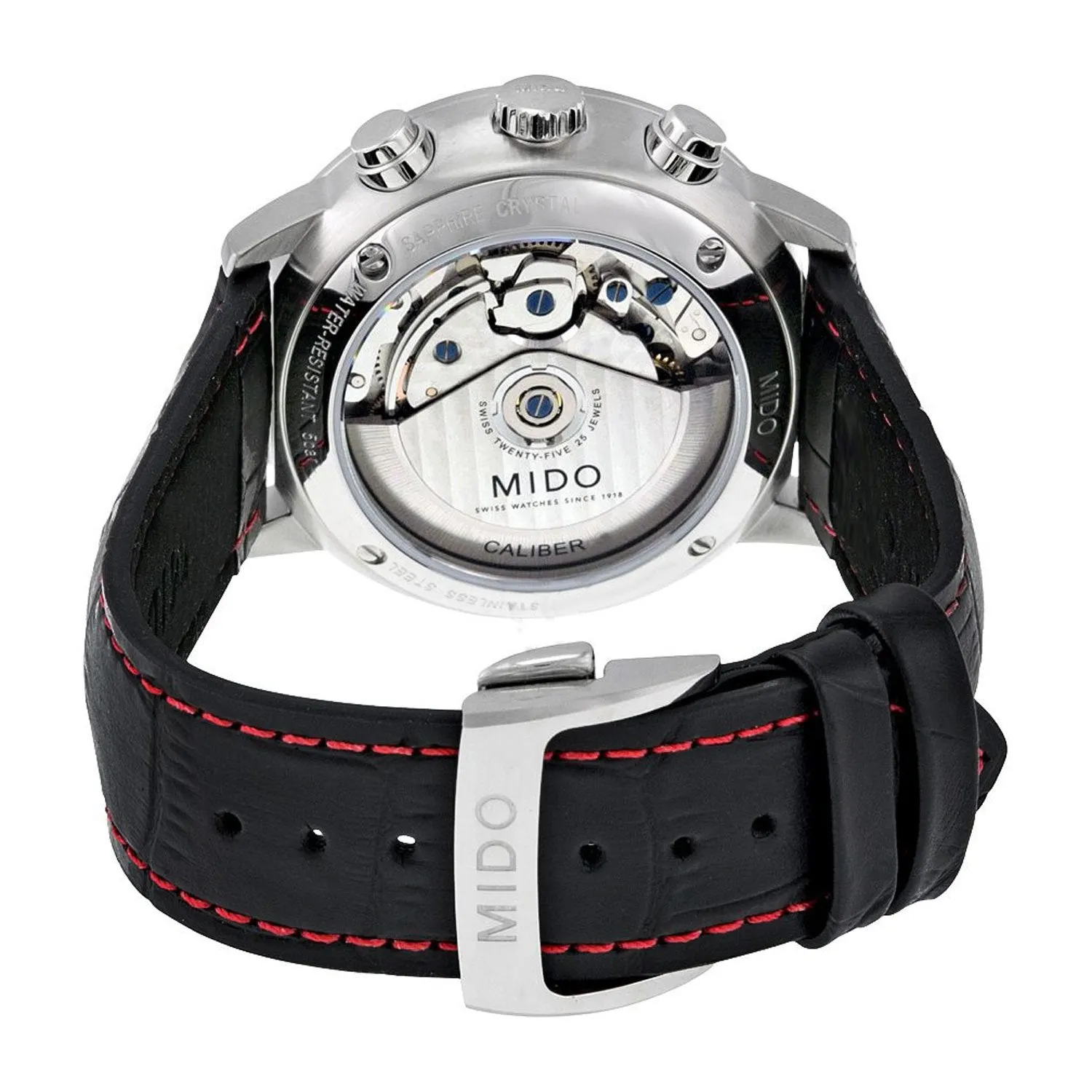 Mido Commander II Automatic Chronograph Black Leather Strap Black Dial Mens Watch M016.414.16.051.00