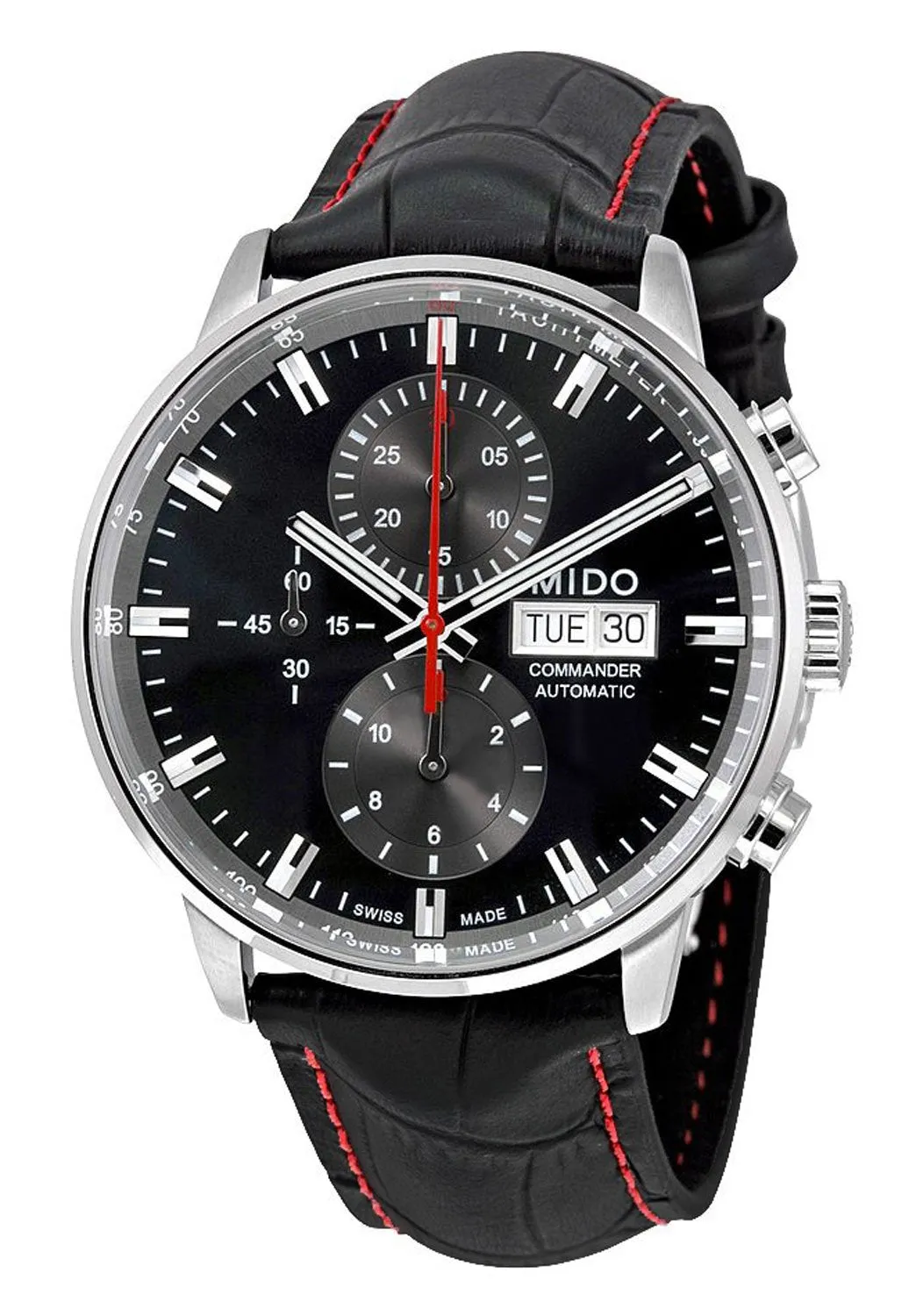 Mido Commander II Automatic Chronograph Black Leather Strap Black Dial Mens Watch M016.414.16.051.00