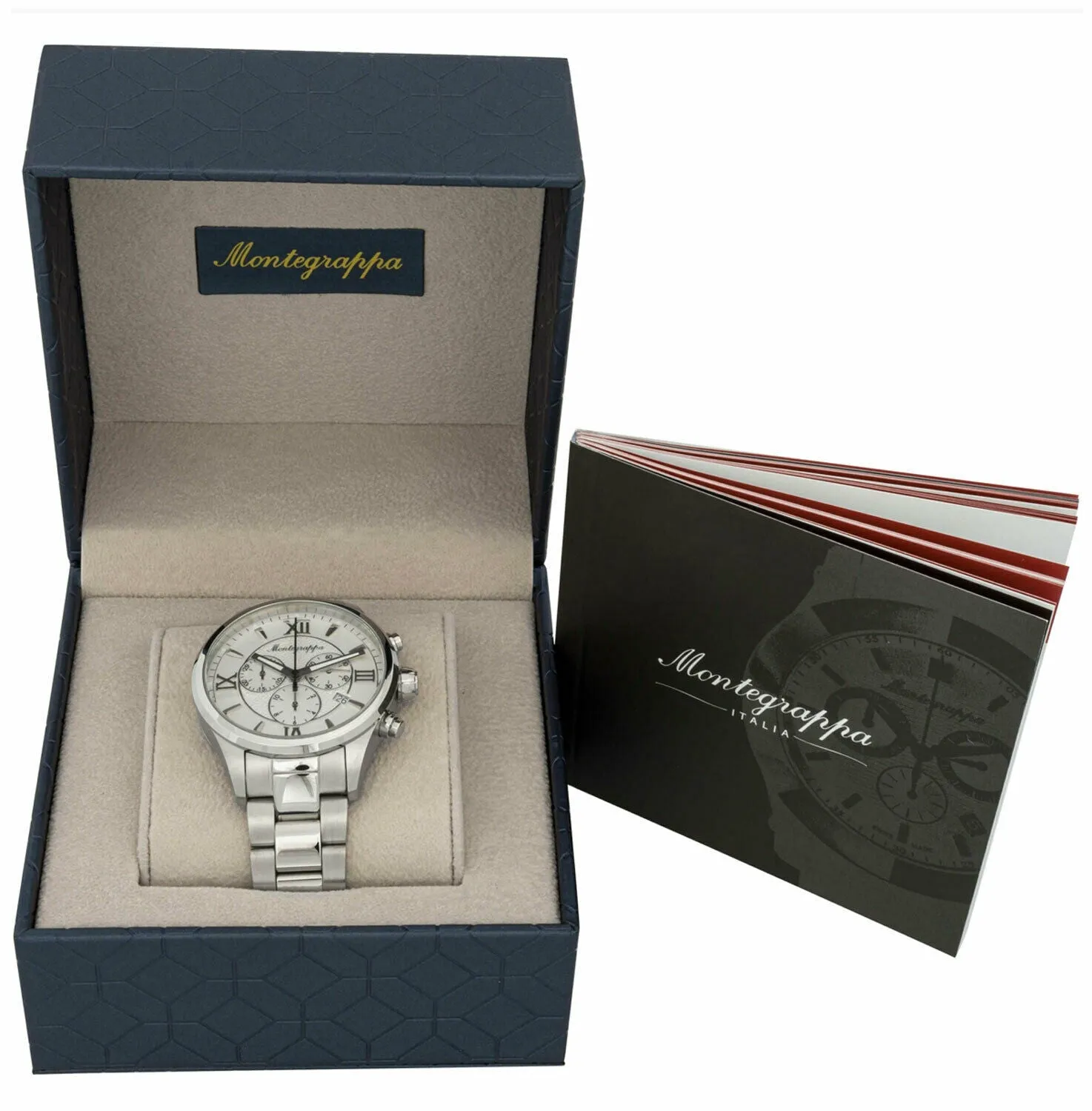 Montegrappa Fortuna Chronograph Date White Dial Stainless Steel Quartz Men's Watch IDFOWCIJ