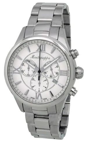 Montegrappa Fortuna Chronograph Date White Dial Stainless Steel Quartz Men's Watch IDFOWCIJ