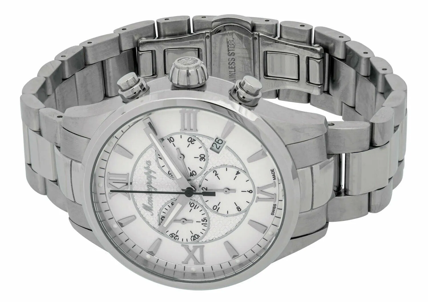 Montegrappa Fortuna Chronograph Date White Dial Stainless Steel Quartz Men's Watch IDFOWCIJ