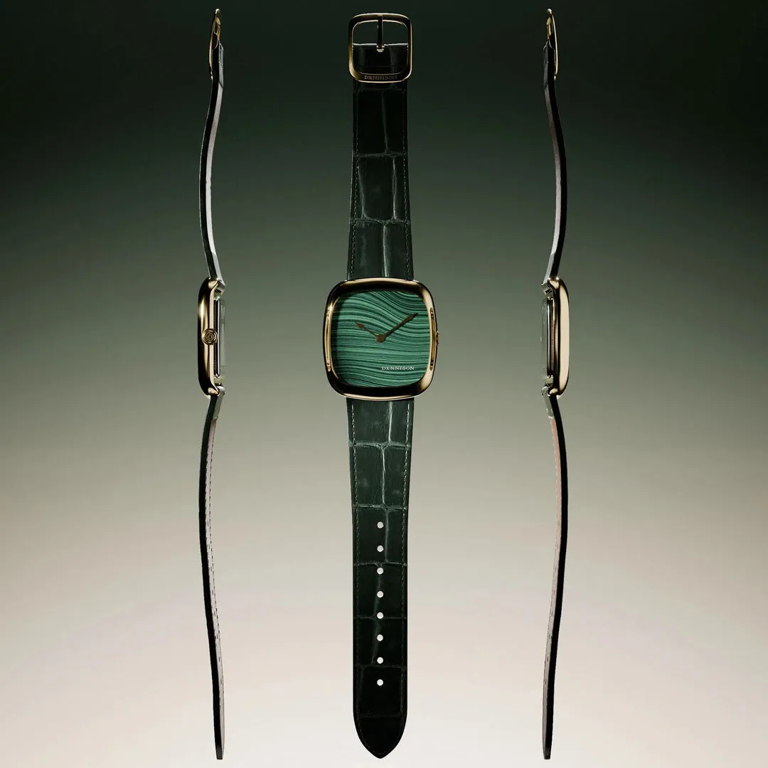 Natural Malachite Stone in Gold Stainless