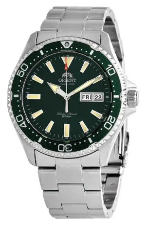 Orient Kamasu Automatic Stainless Steel Green Dial Day/Date Divers Mens Watch RA-AA0004E19A