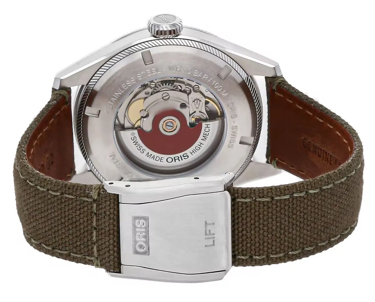 Oris Big Crown ProPilot Automatic Stainless Steel Black Dial Green Textile Strap Day/Date Mens Watch 752 7760 4164-07 3 22 02LC