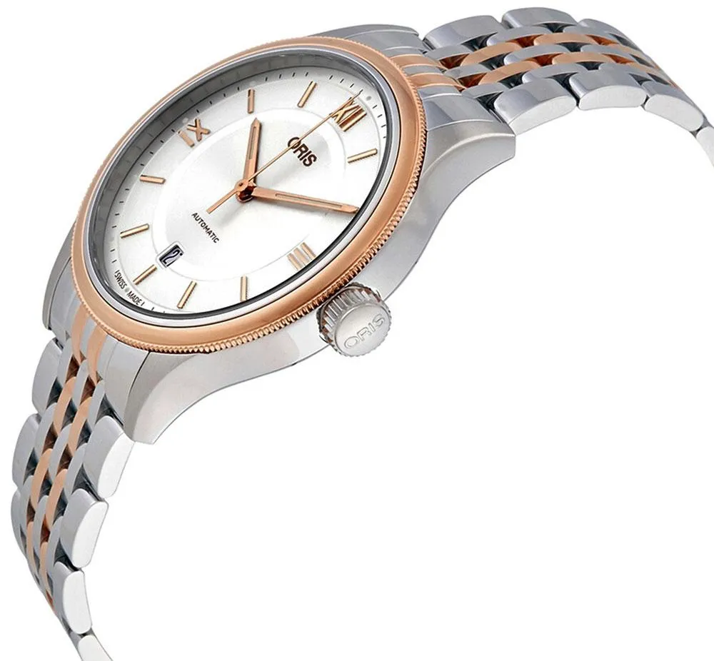 Oris Classic Automatic Two-Tone Stainless Steel Silver-Tone Dial Date Mens Watch 733 7719 4371-MB
