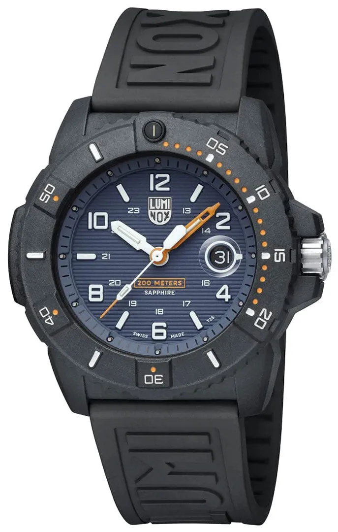 Special Edition Luminox Navy SEAL Foundation CARBONOX Blue Dial Black Rubber Strap Date Divers Quartz Mens Watch XS.3602.NSF