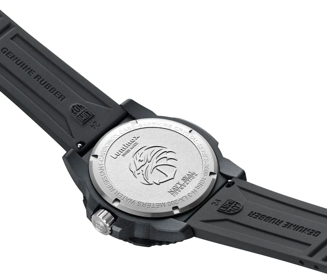 Special Edition Luminox Navy SEAL Foundation CARBONOX Blue Dial Black Rubber Strap Date Divers Quartz Mens Watch XS.3602.NSF