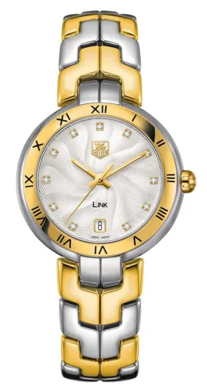 TAG Heuer Link Yellow Gold and Steel Silver-Tone Dial Diamonds Date Quartz Womens Watch WAT1352.BB0962