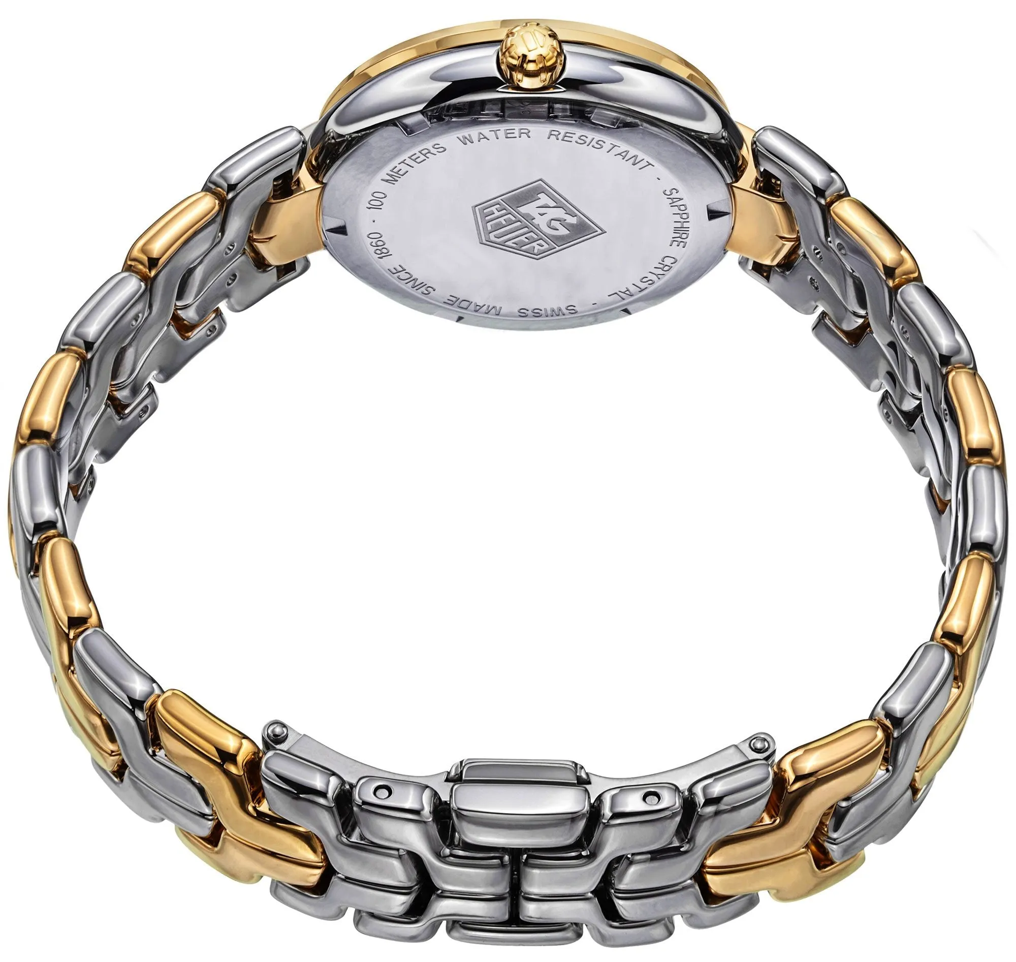 TAG Heuer Link Yellow Gold and Steel Silver-Tone Dial Diamonds Date Quartz Womens Watch WAT1352.BB0962