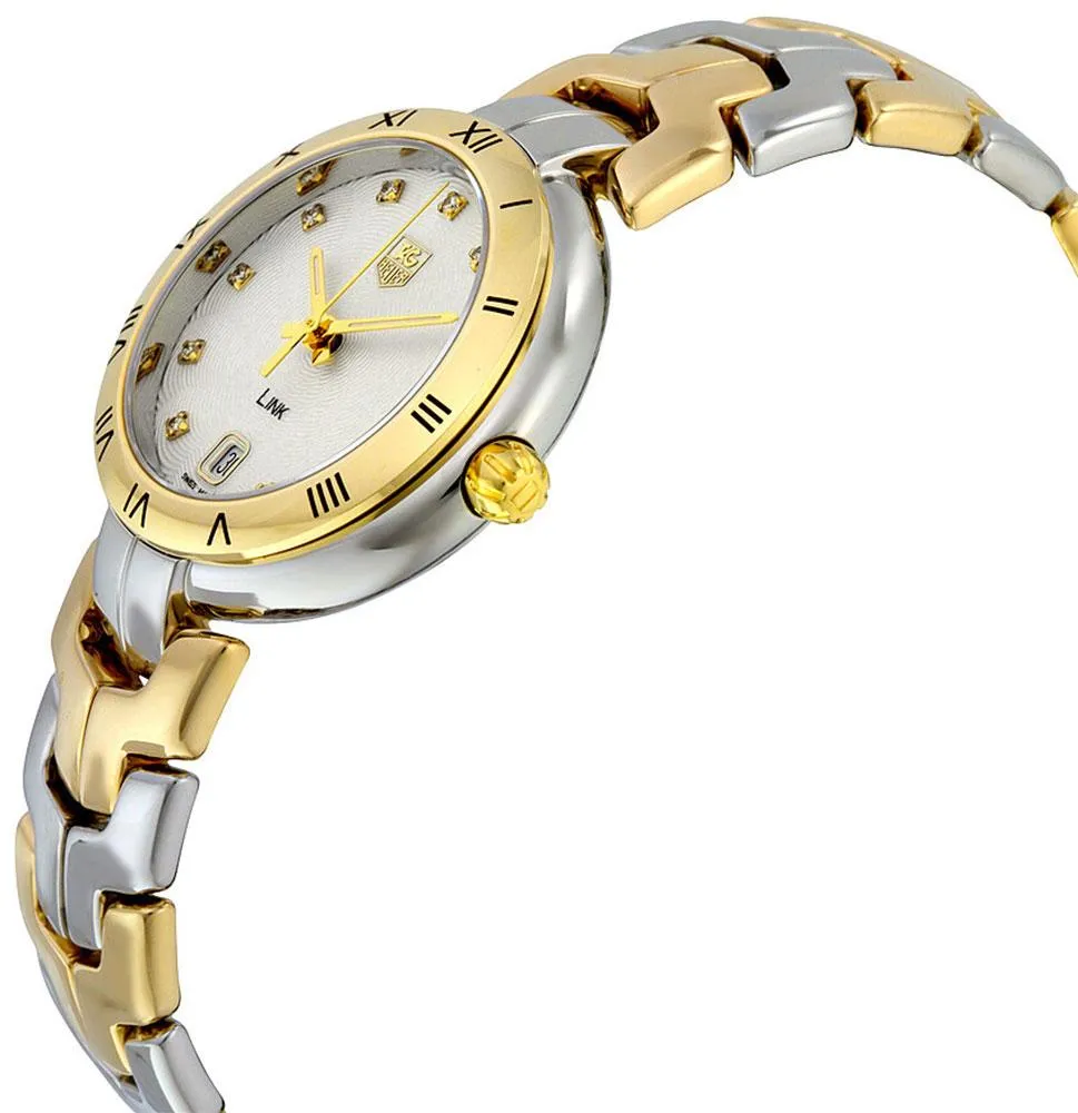 TAG Heuer Link Yellow Gold and Steel Silver-Tone Dial Diamonds Date Quartz Womens Watch WAT1352.BB0962