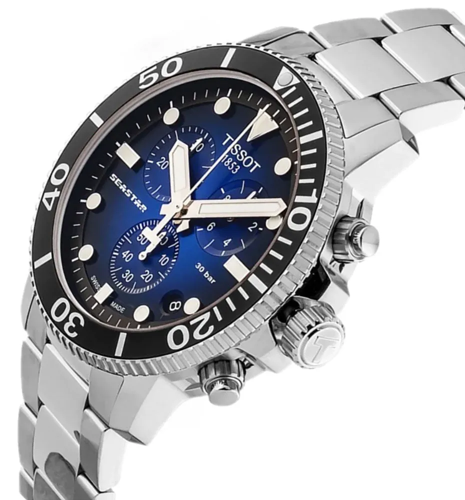 Tissot T-Sport Seastar 1000 Chronograph Stainless Steel Blue Dial Date Divers Quartz Mens Watch T120.417.11.041.01