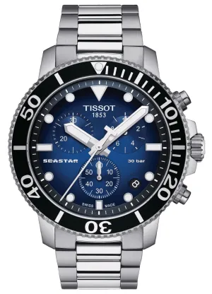 Tissot T-Sport Seastar 1000 Chronograph Stainless Steel Blue Dial Date Divers Quartz Mens Watch T120.417.11.041.01