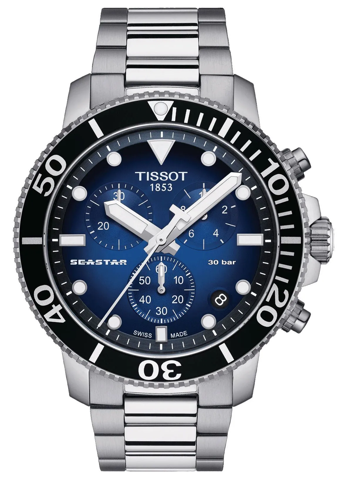 Tissot T-Sport Seastar 1000 Chronograph Stainless Steel Blue Dial Date Divers Quartz Mens Watch T120.417.11.041.01