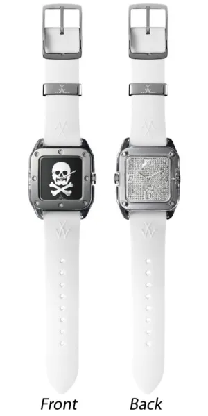 ToyWatch Twin Time Unisex Steel & White Rubber Watch Black Dial & Pave Dial TW06BW