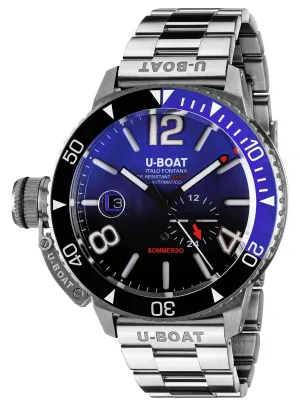 U-Boat Sommerso Automatic Stainless Steel Blue and Black Dial Date Divers Mens Watch 9519/MT